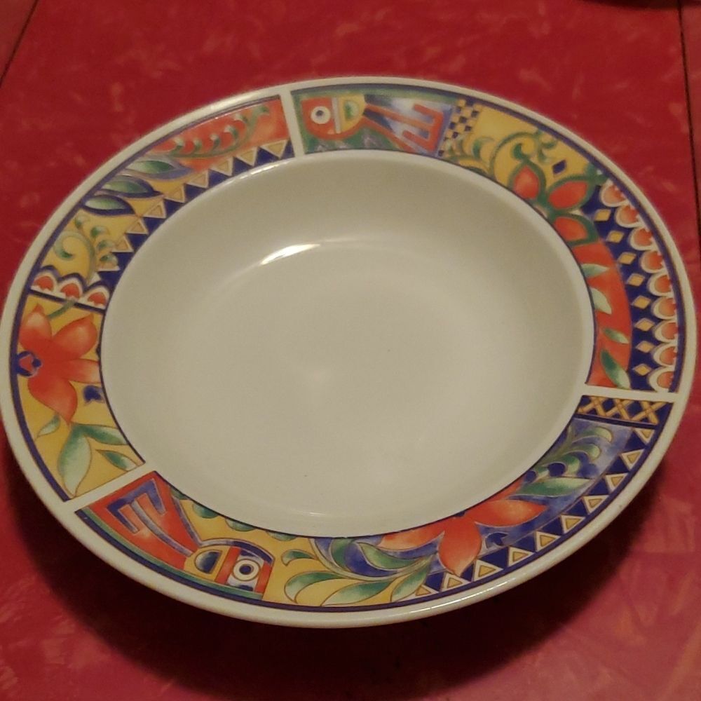 Lynns Stoneware Savanna Rim Cereal Soup Bowl 8.75"